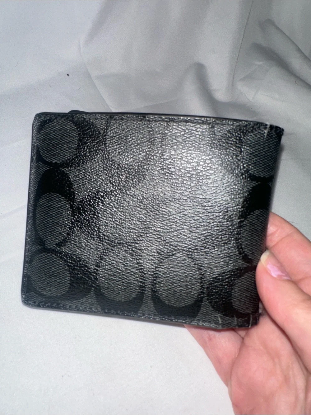 Coach Men’s Signature C Black Charcoal Bifold ID Wallet